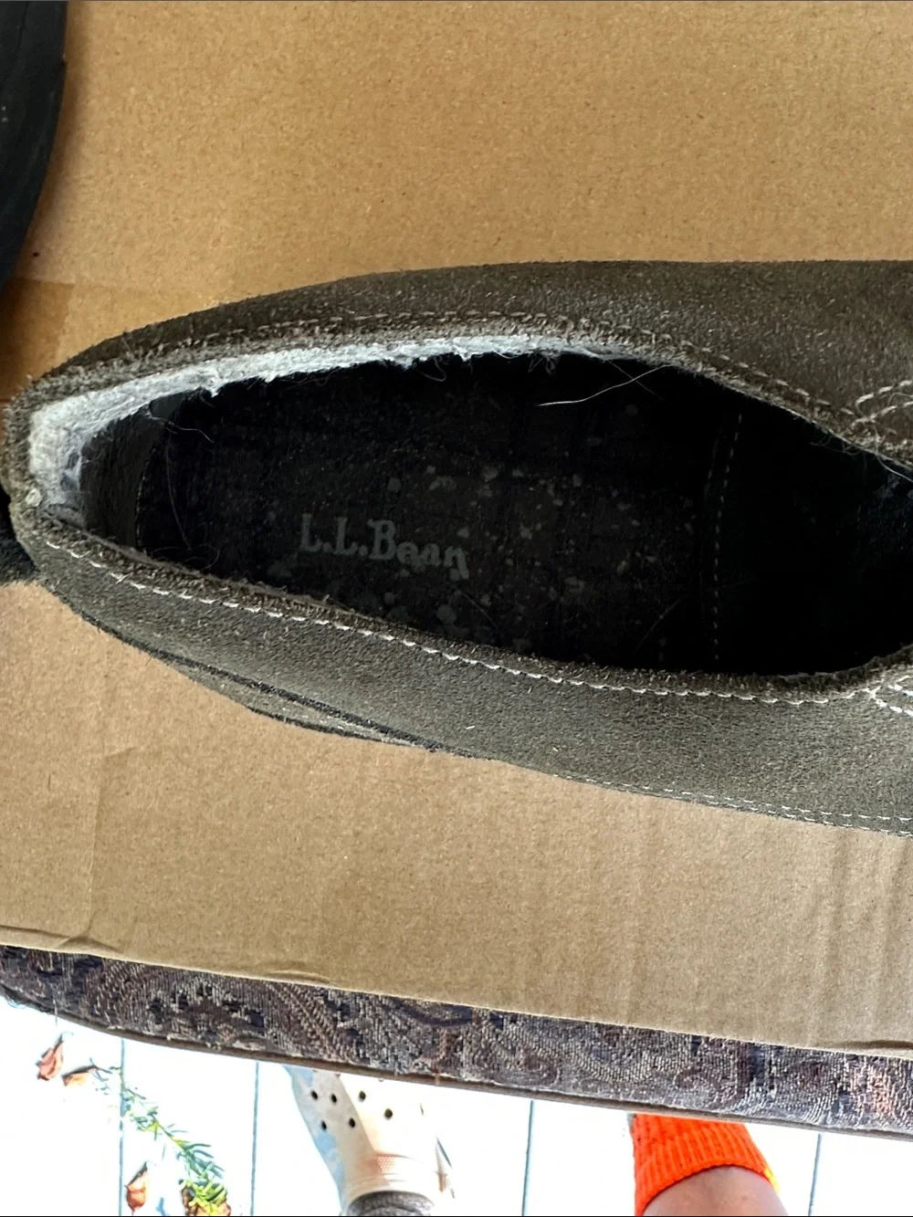 L.L. Bean Olive Suede Chukka Boots with Gray Laces